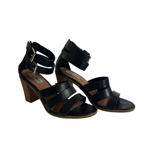Steve Madden Black Multi-Strap Heels - Picture 1 of 6